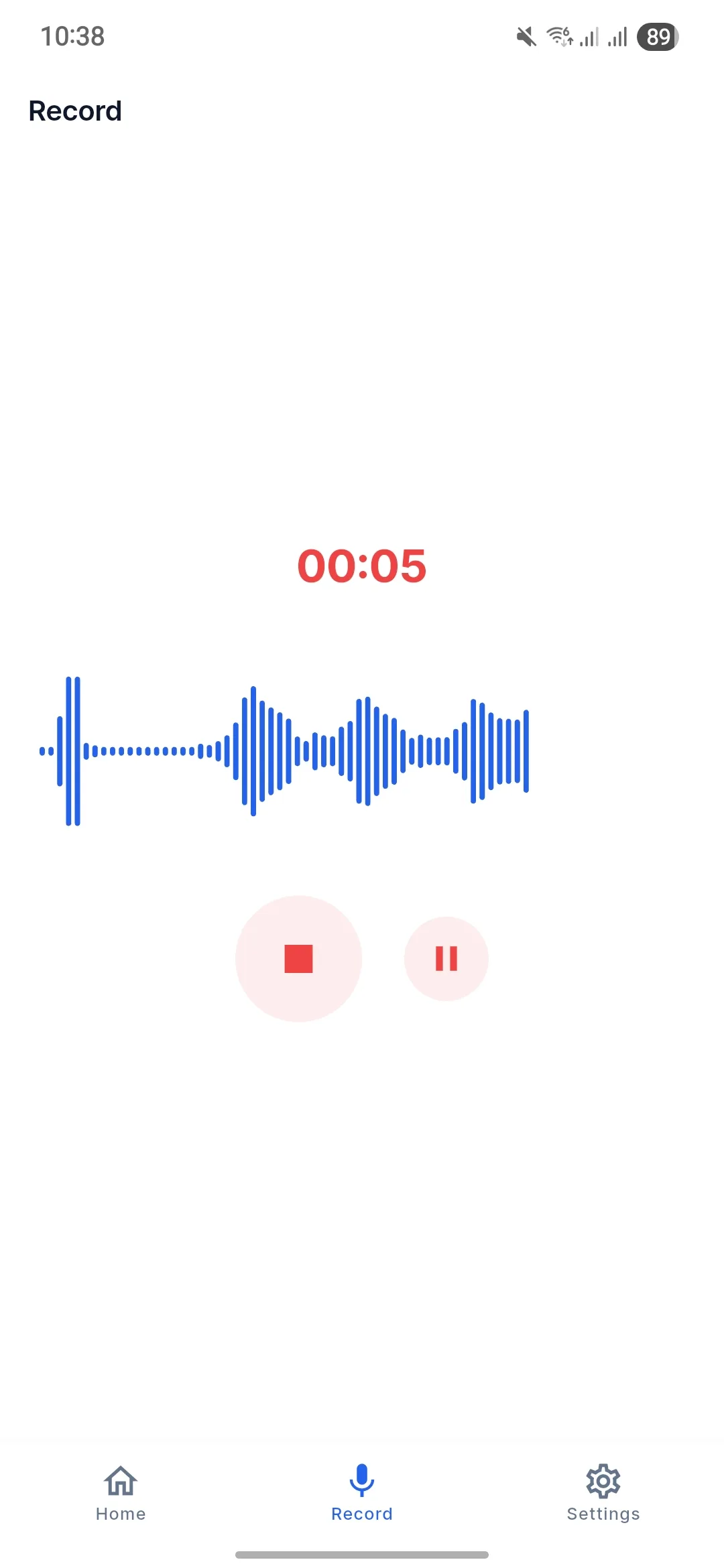 AudioSnap voice recording screen
